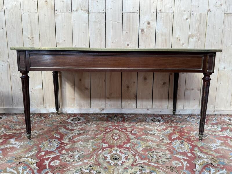 Louis XVI Style Desk In Mahogany And Brass Trim -photo-1