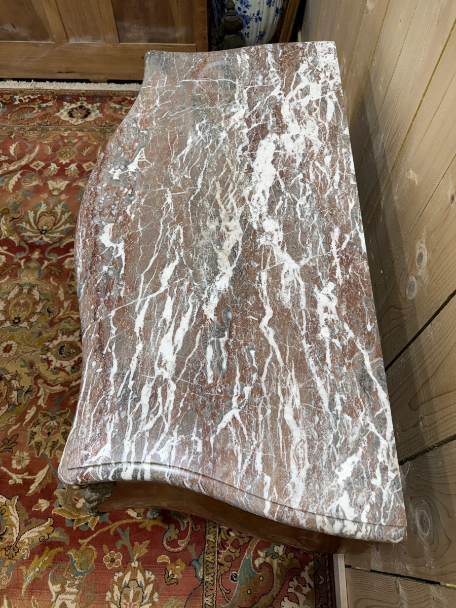 Commode De Style Louis XV En Marqueterie -photo-5