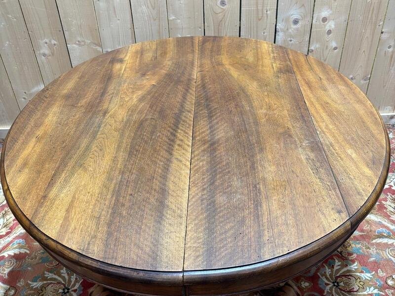 Table à manger ovale à pied centrale époque Napoléon III-photo-2