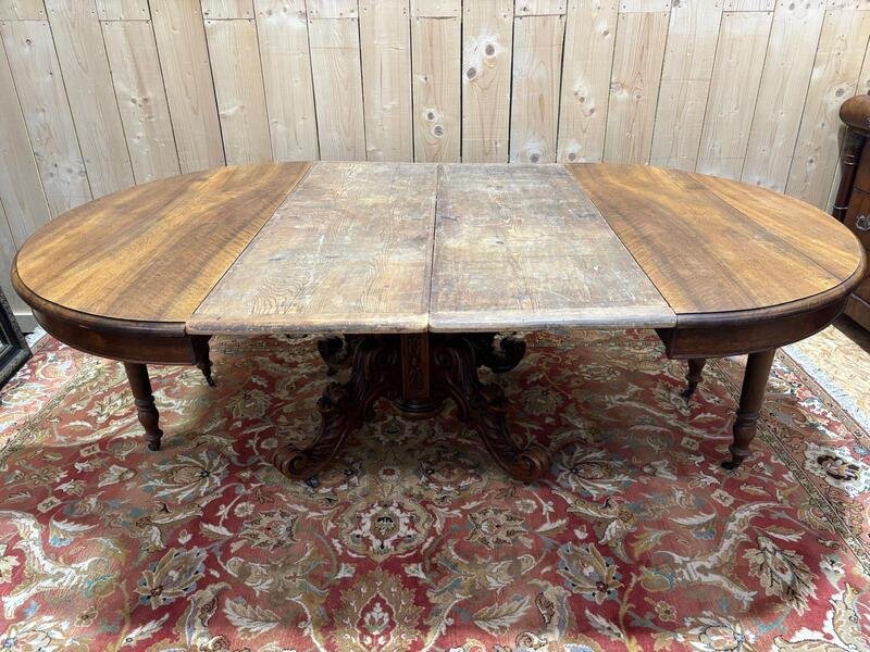 Table à manger ovale à pied centrale époque Napoléon III-photo-3