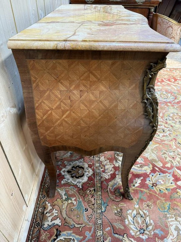  Louis XV Style Chest Of Drawers In "flower" Marquetry-photo-2