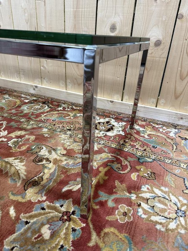 Table basse en métal chromé et verre 1970-photo-3