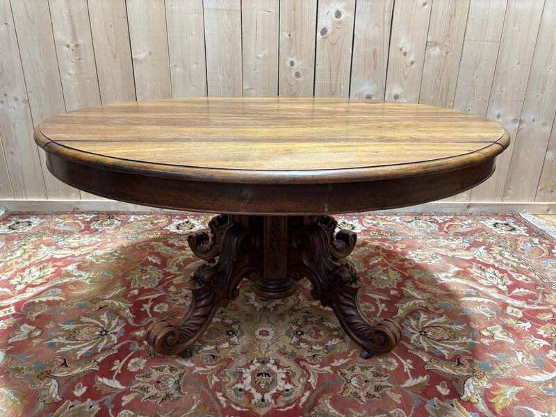 Table à manger ovale à pied centrale époque Napoléon III