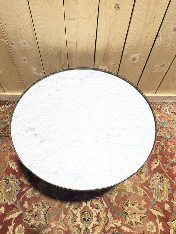 Louis XVI Style Bouilllote Coffee Table In Carrara Marble -photo-1