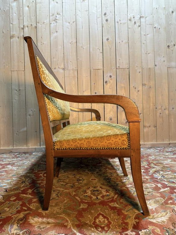 Restoration Period Bench - Sofa In Yellow Genoa Velvet 1830-photo-2