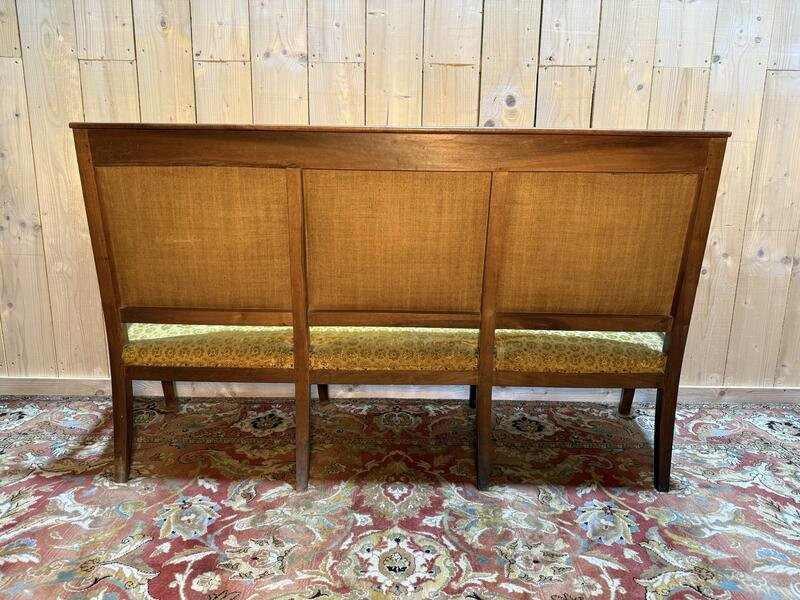 Restoration Period Bench - Sofa In Yellow Genoa Velvet 1830-photo-4