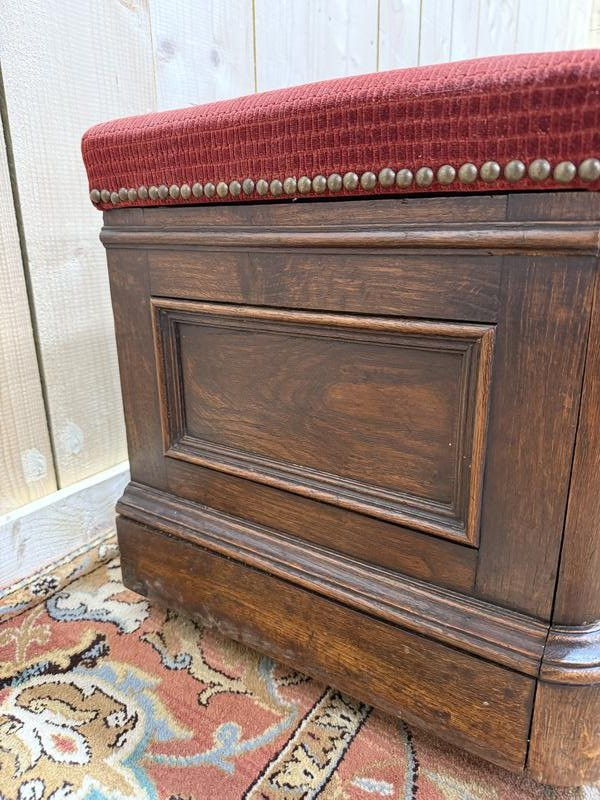 Banc coffre époque Louis Philippe en chêne massif-photo-3