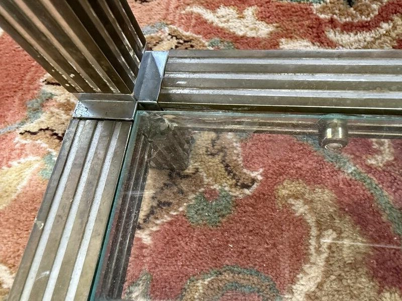 Coffee Table - 1970s Side Table In Chromed Metal And Glass-photo-2