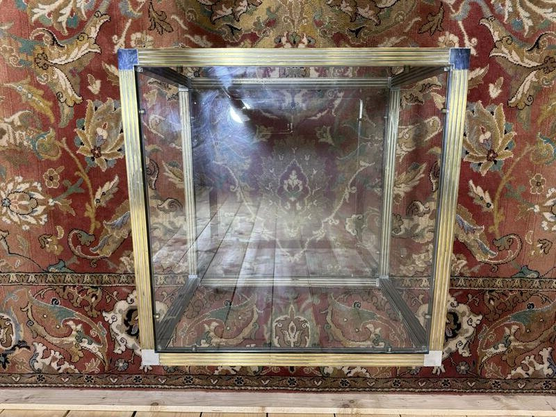 Coffee Table - 1970s Side Table In Chromed Metal And Glass-photo-1