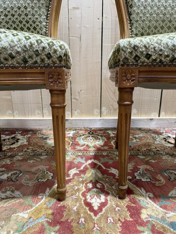 Suite de 4 chaises style Louis XVI "Fer à cheval"-photo-4