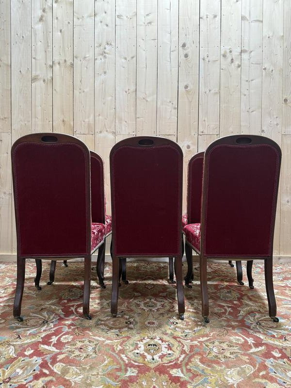 Suite de 6 chaises époque Napoléon III en acajou -photo-2