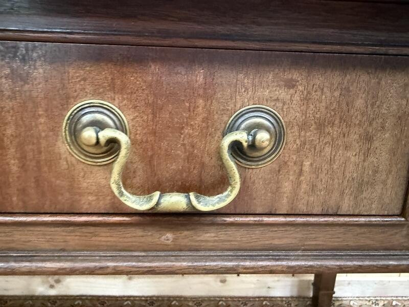 English-style Mahogany And Leather Desk Signed "maple"-photo-4