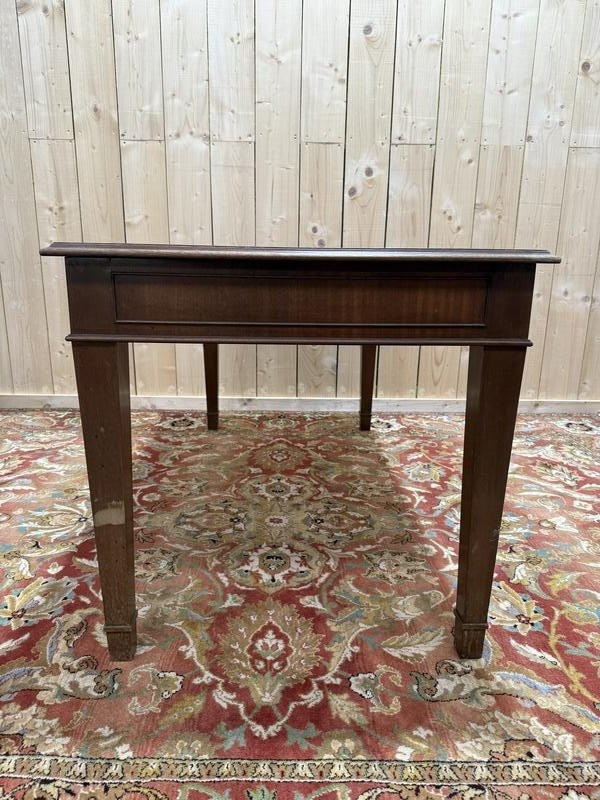 English-style Mahogany And Leather Desk Signed "maple"-photo-2