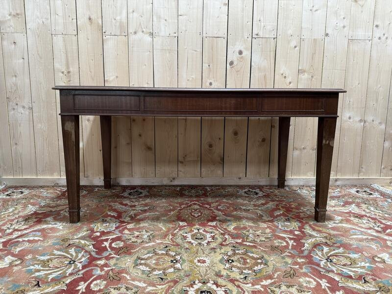 English-style Mahogany And Leather Desk Signed "maple"-photo-5