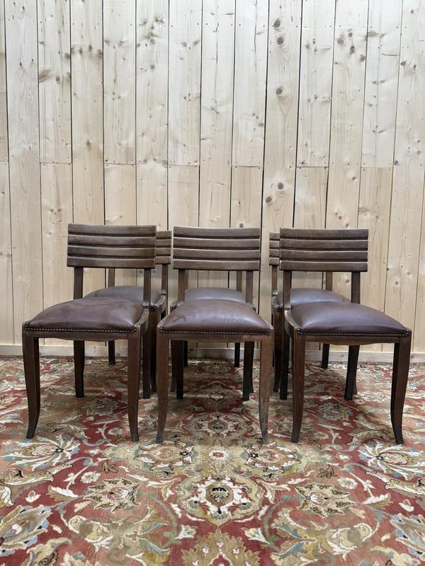 Suite de 6 chaises 1950 attribué à Gaston Poisson