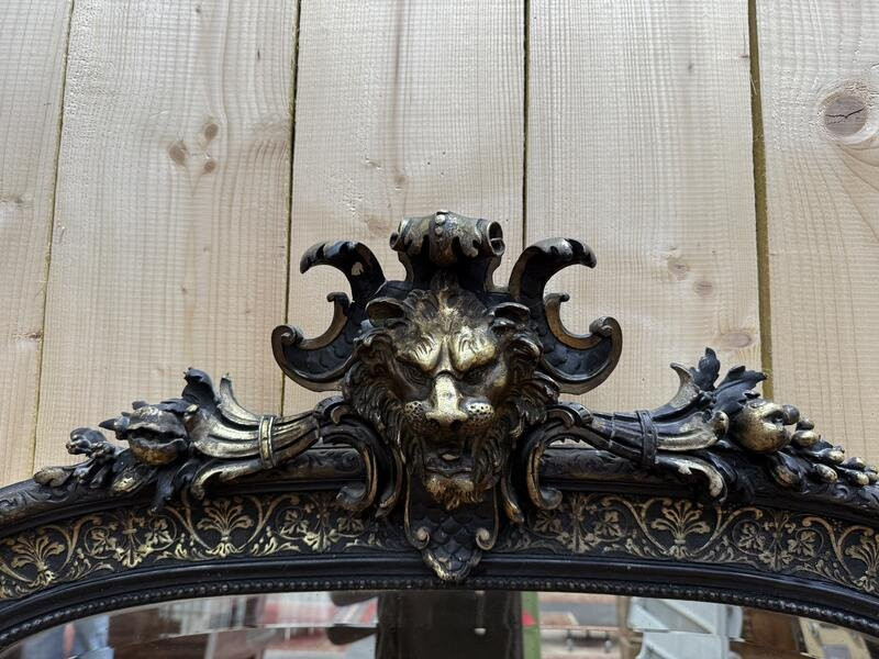 Miroir époque Napoléon III fronton Lion-photo-2