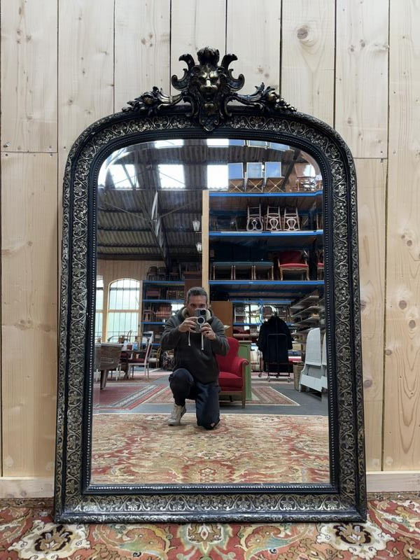 Miroir époque Napoléon III fronton Lion