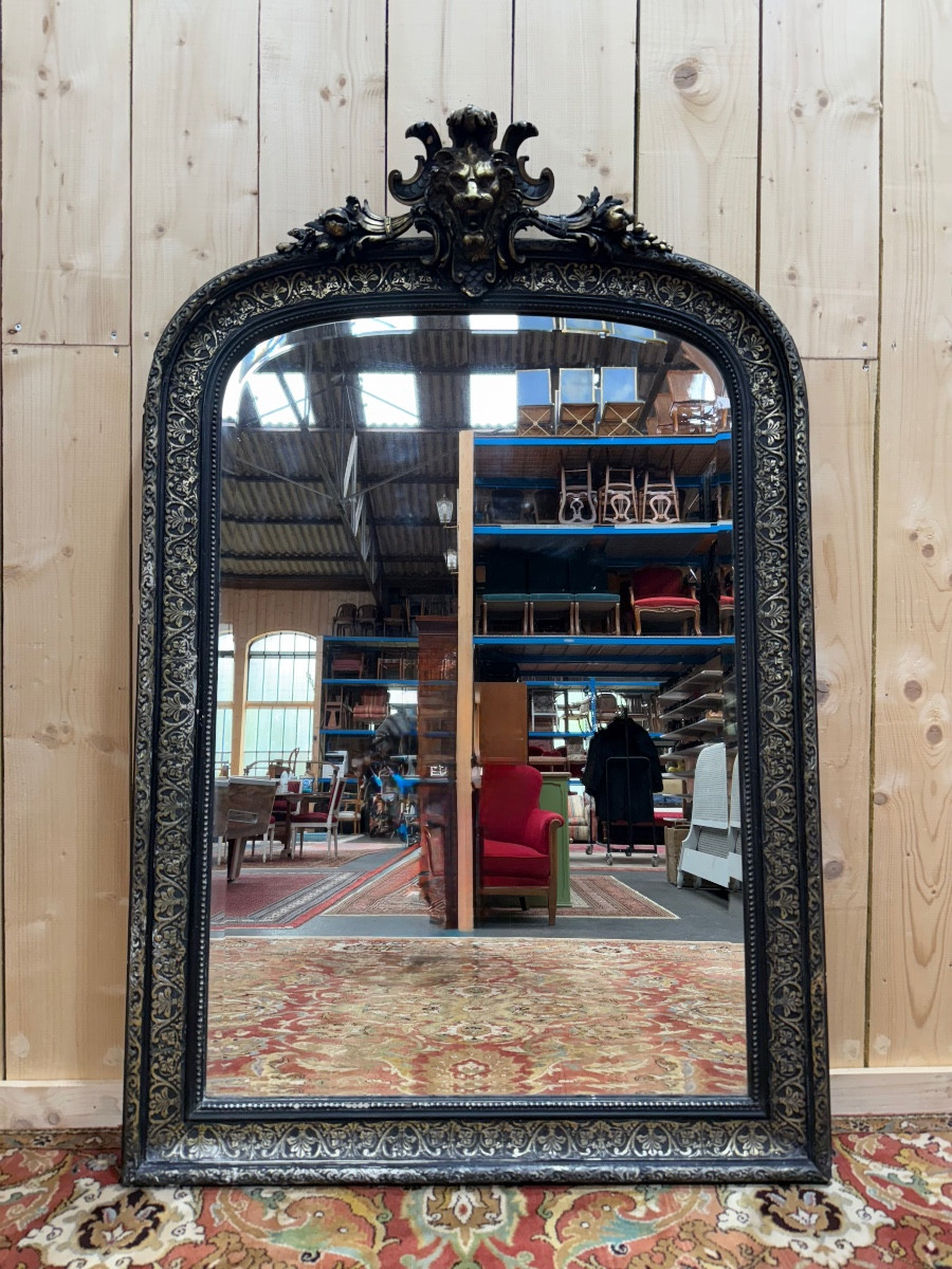 Miroir époque Napoléon III fronton Lion