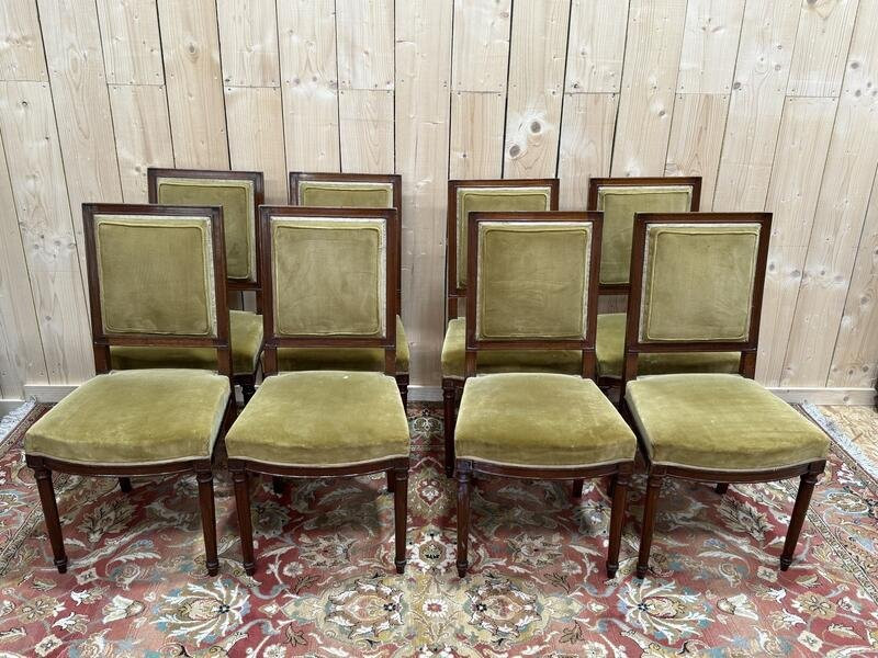 Set Of 8 Louis XVI Style Mahogany Chairs -photo-1