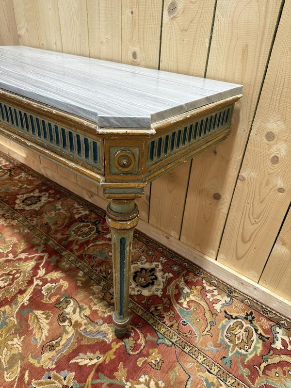 Console d'époque Louis XVI en bois peint -photo-5