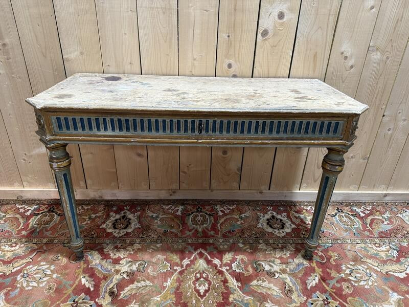 Console d'époque Louis XVI en bois peint 