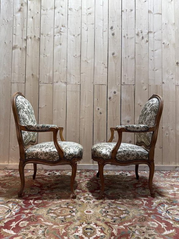 Pair Of Large Louis XV Style Armchairs-photo-2