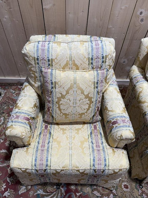 Paire de fauteuils anglais en soierie -photo-2