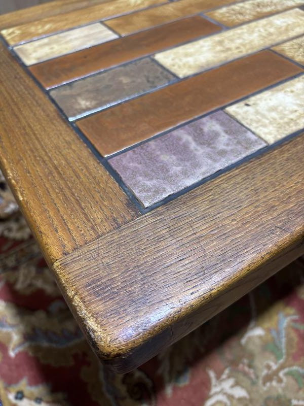 70s Wood And Ceramic Coffee Table-photo-2