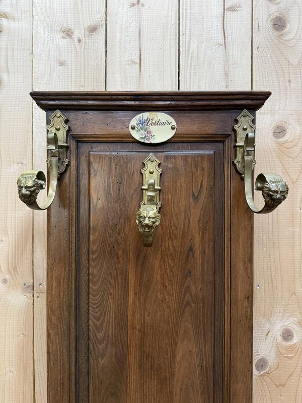 Louis XIV Style Oak Cloakroom / Coat Rack With Chest -photo-4