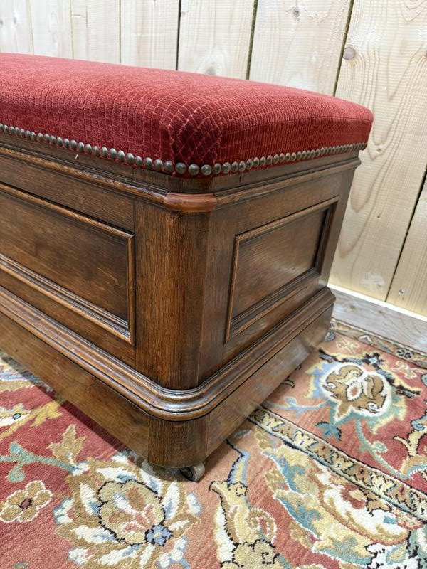 Banc coffre époque Louis Philippe en chêne massif-photo-2
