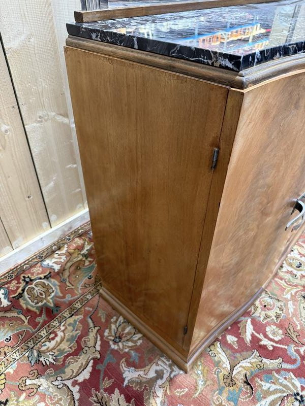 Low Arr Deco Period Sideboard With Mirror And Marble -photo-2