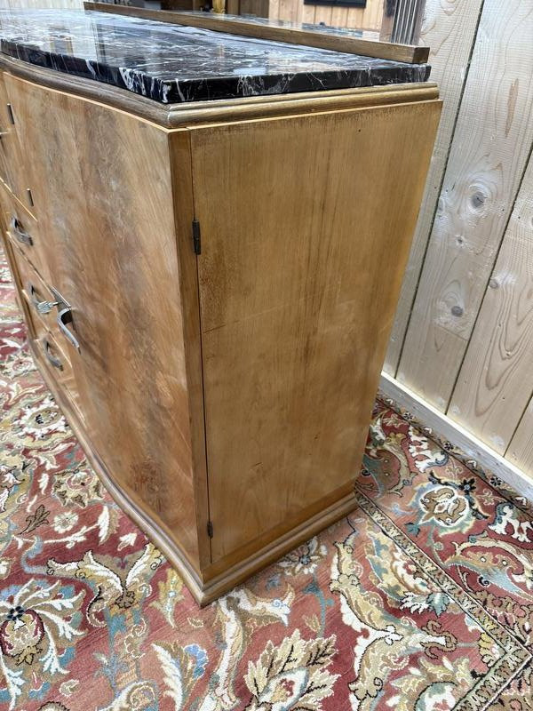 Low Arr Deco Period Sideboard With Mirror And Marble -photo-1
