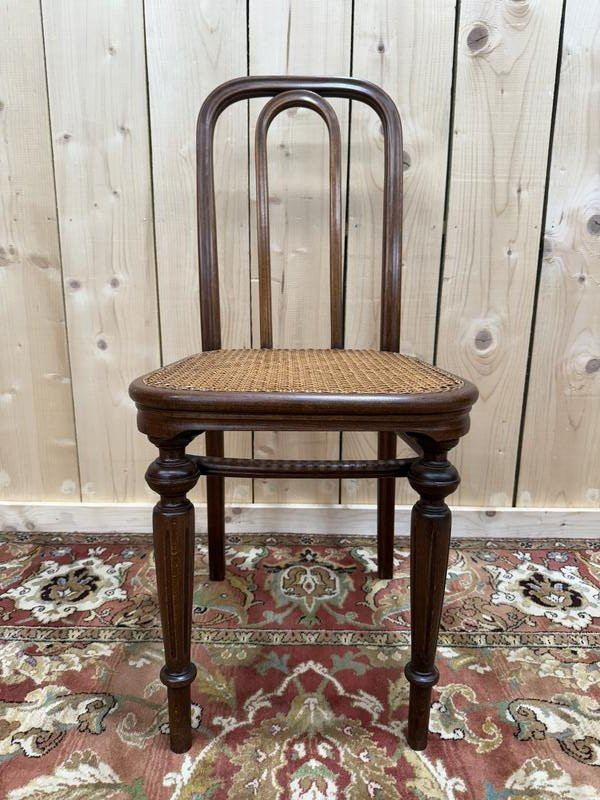 Suite de 6 chaises bistrot Thonet en cannage restaurées -photo-2