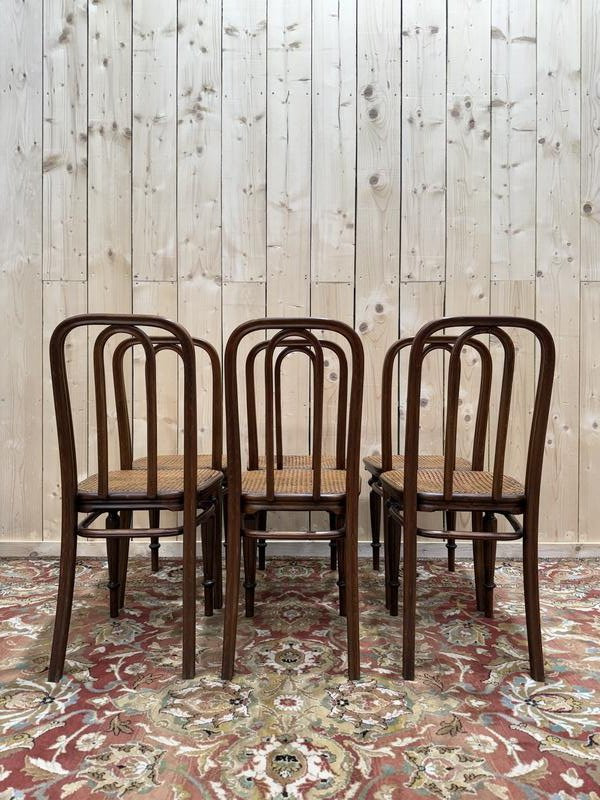 Suite de 6 chaises bistrot Thonet en cannage restaurées -photo-4