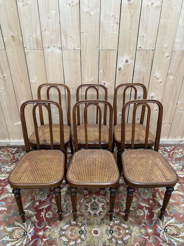 Suite de 6 chaises bistrot Thonet en cannage restaurées -photo-2