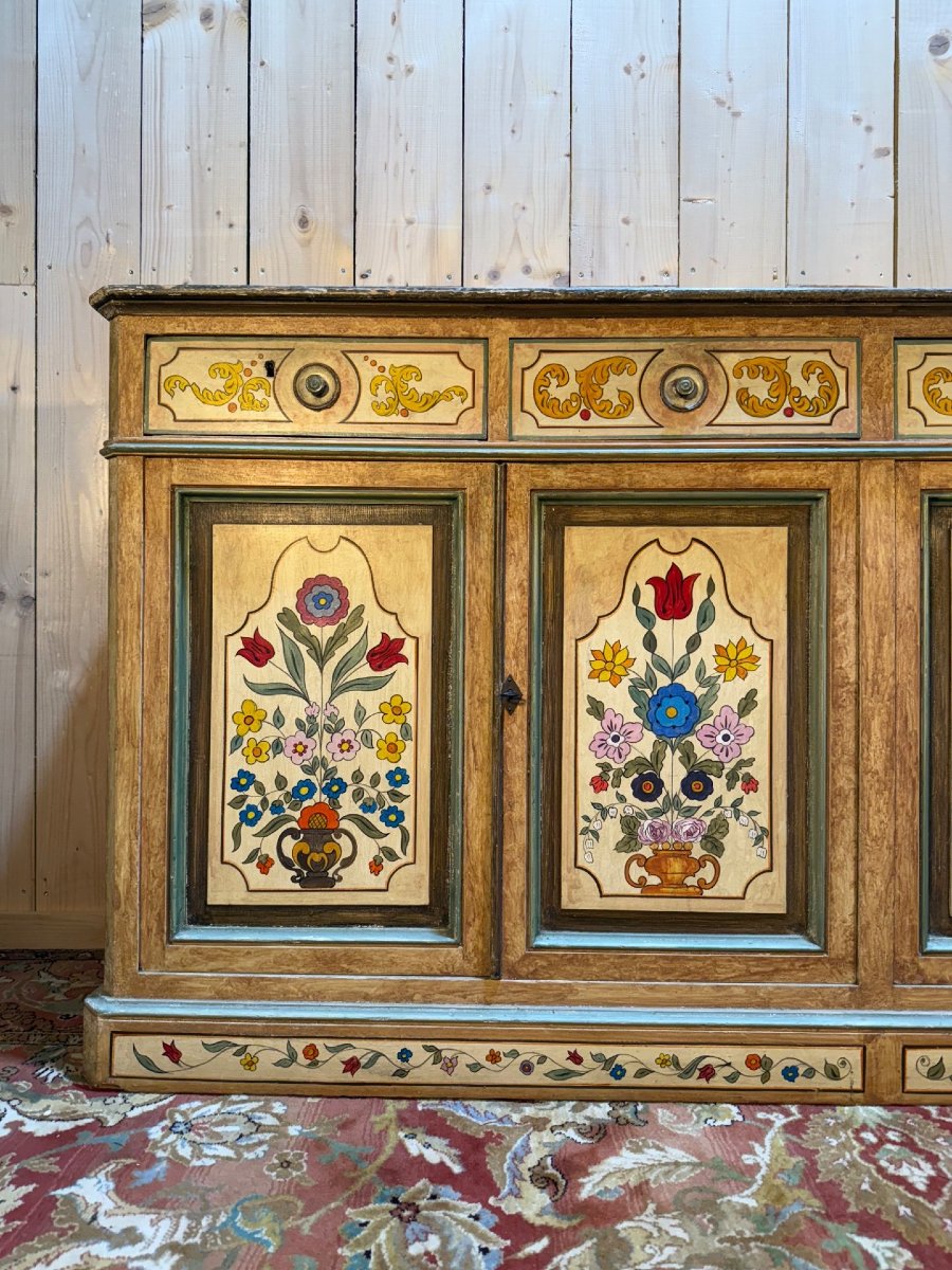 Louis Philippe Style Sideboard In Painted Wood And Faux Marble-photo-3
