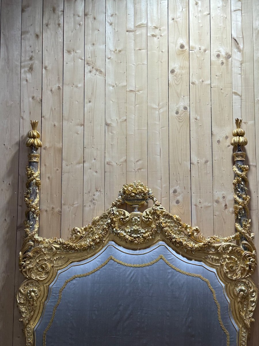 Napoleon III Period Bed In Carved And Gilded Wood-photo-4