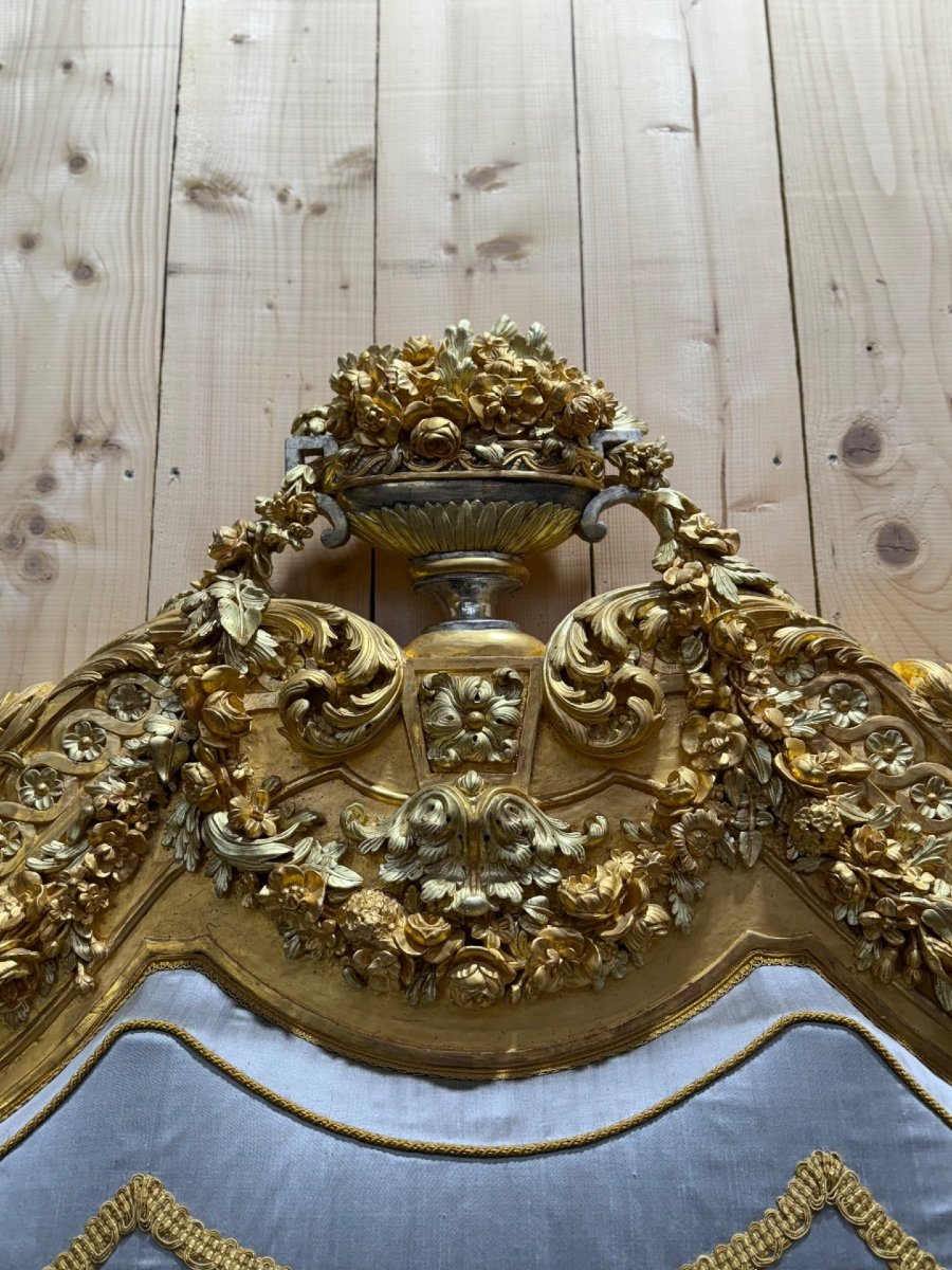 Napoleon III Period Bed In Carved And Gilded Wood-photo-6