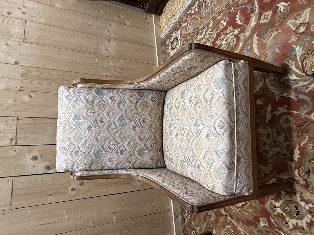 Paire de fauteuils - bergères à oreilles de style Anglais / Art Déco-photo-4