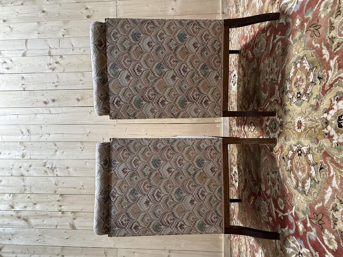 Paire de fauteuils - bergères à oreilles de style Anglais / Art Déco-photo-4