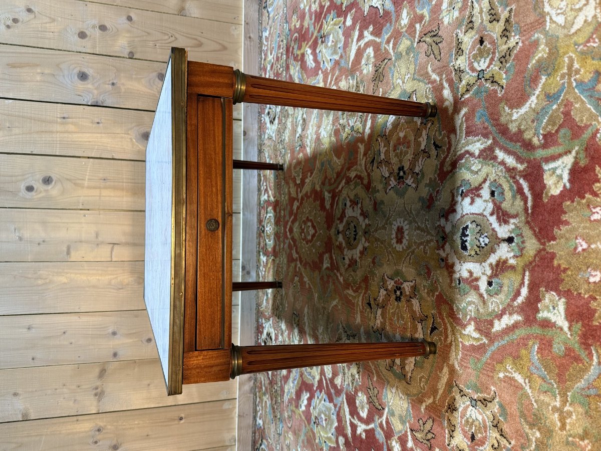 Table basse de style Louis XVI merisier de marbre de carrare-photo-1
