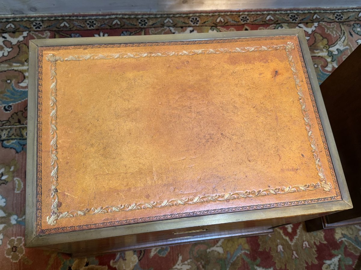 Paire de tables de chevet marine de bateau en acajou-photo-2