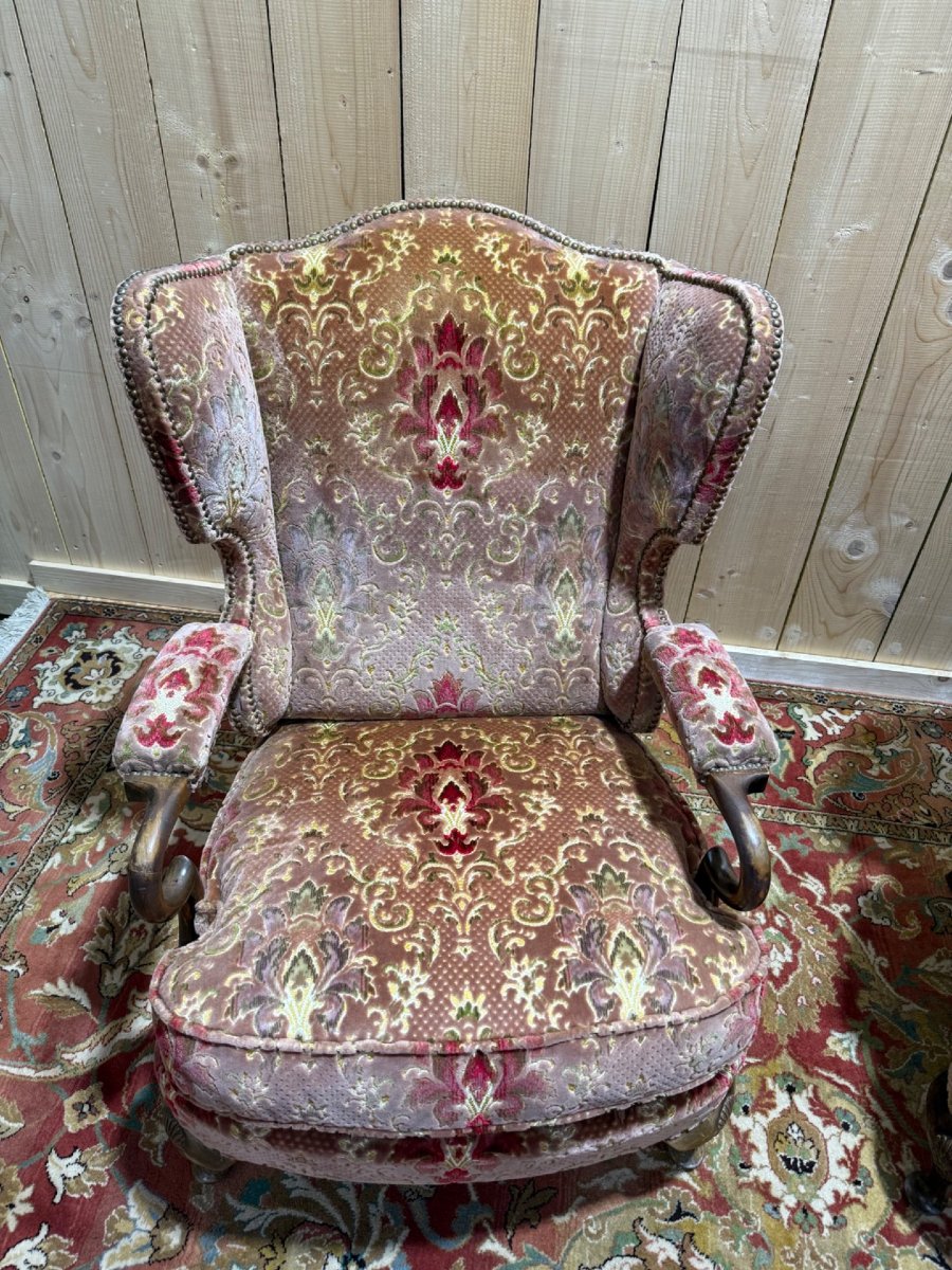 Pair Of English Wingback Armchairs-photo-2