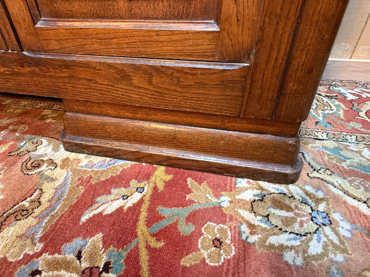 Art Deco Period Sideboard In Oak And Green Marble-photo-3