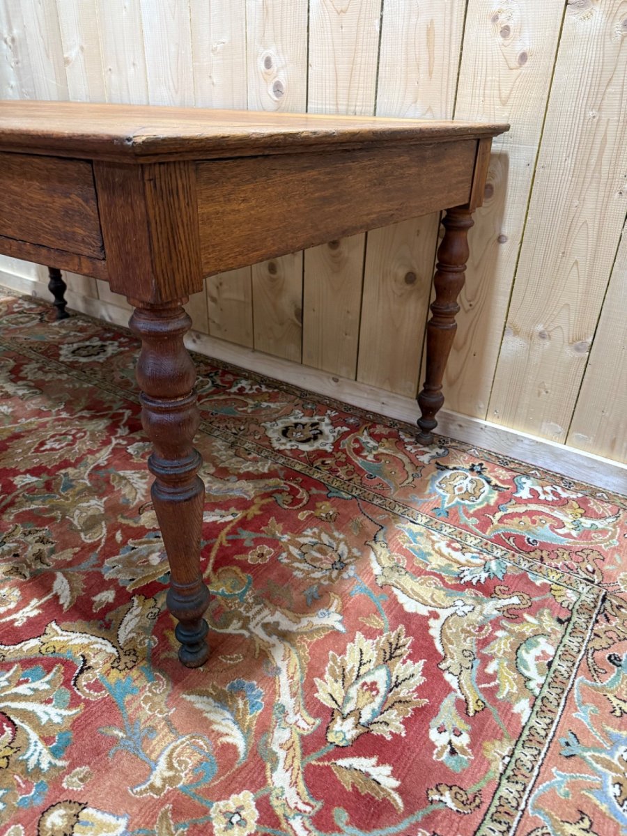 Farmhouse Table - Solid Oak Desk, Louis Philippe Period-photo-2