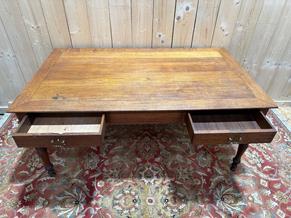 Farmhouse Table - Solid Oak Desk, Louis Philippe Period-photo-3