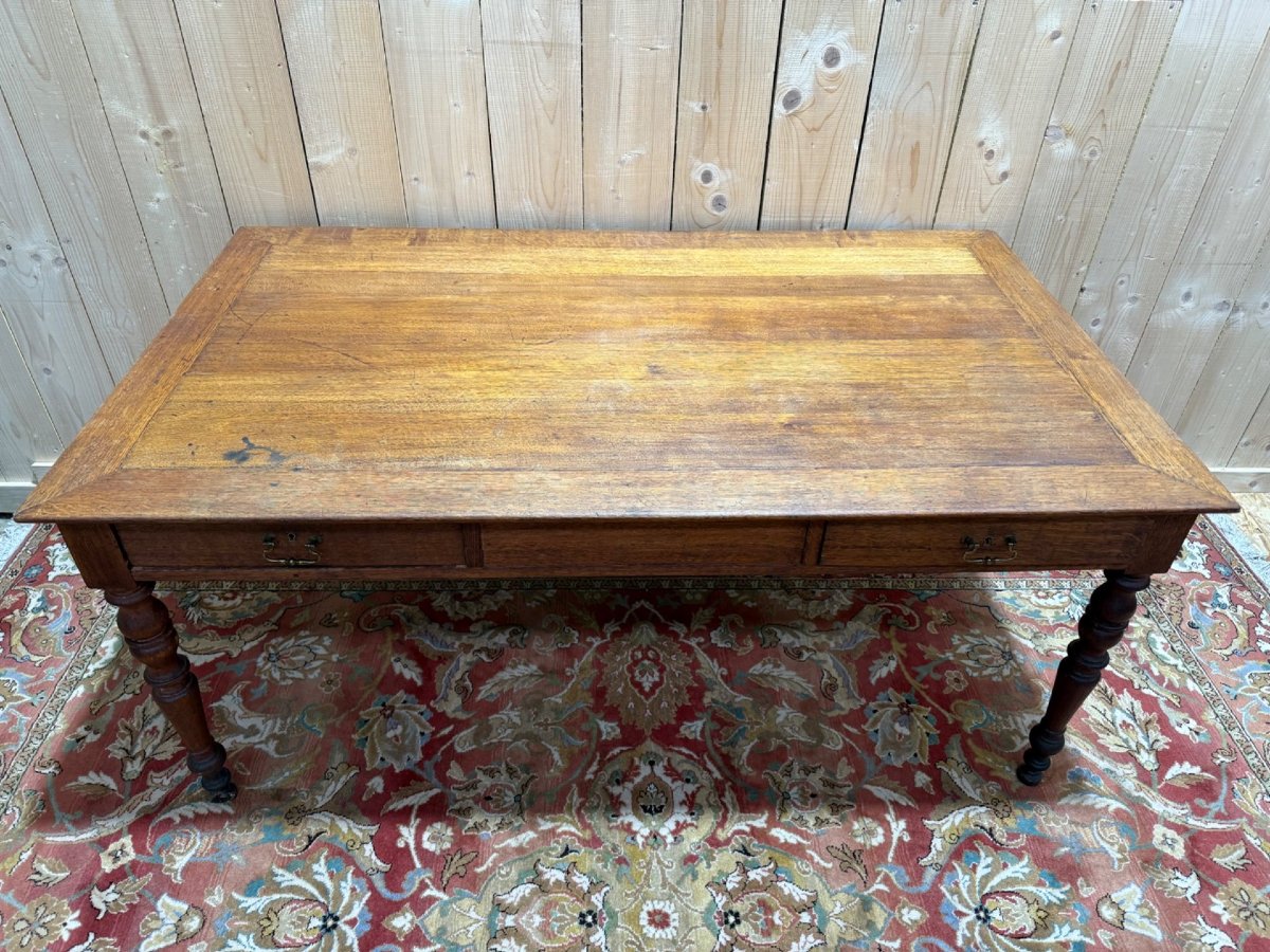 Farmhouse Table - Solid Oak Desk, Louis Philippe Period-photo-4
