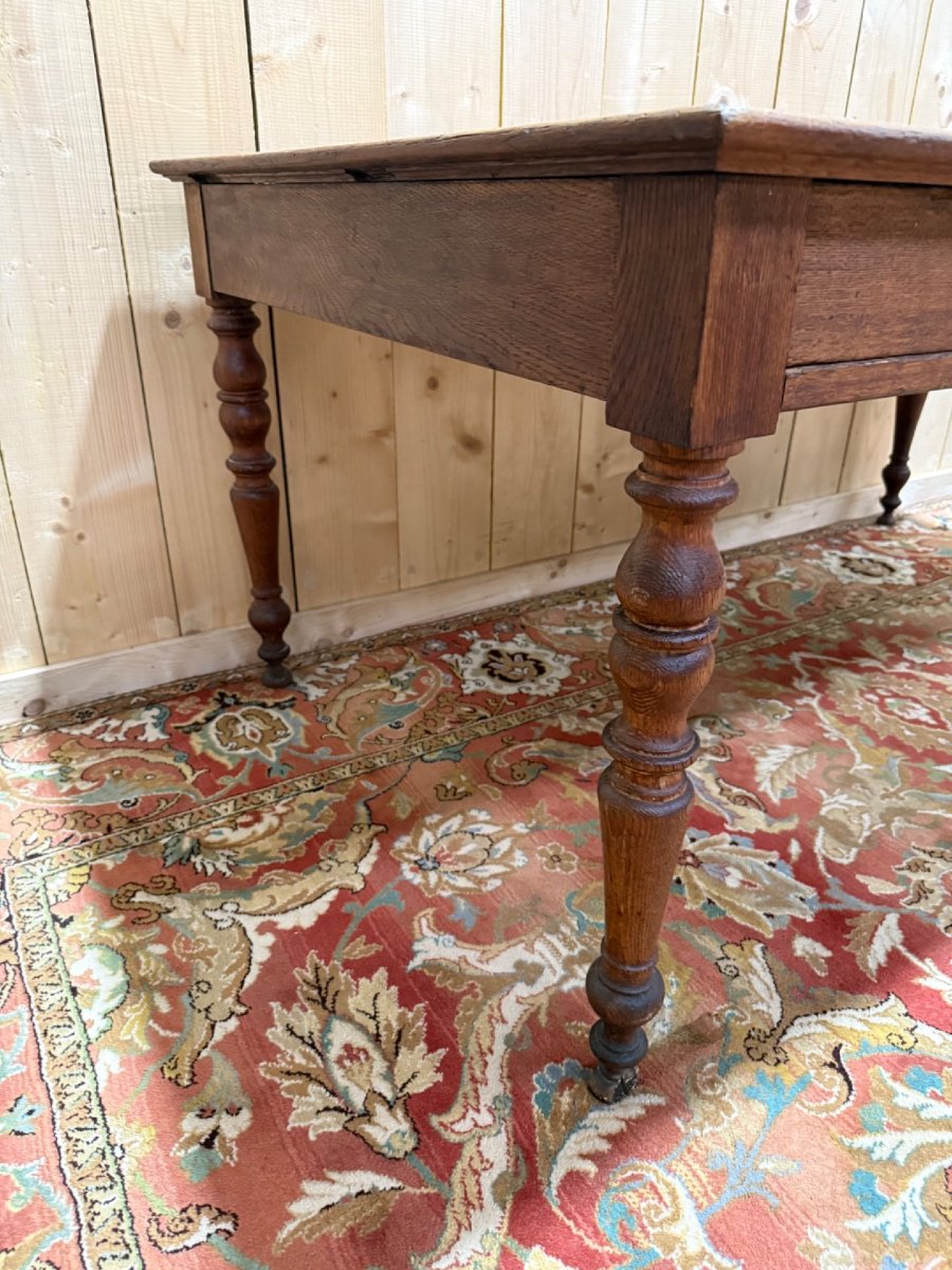 Farmhouse Table - Solid Oak Desk, Louis Philippe Period-photo-2