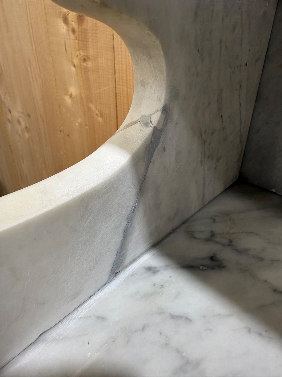 Table de toilette - Coiffeuse Louis Philippe en sapin et marbre-photo-3