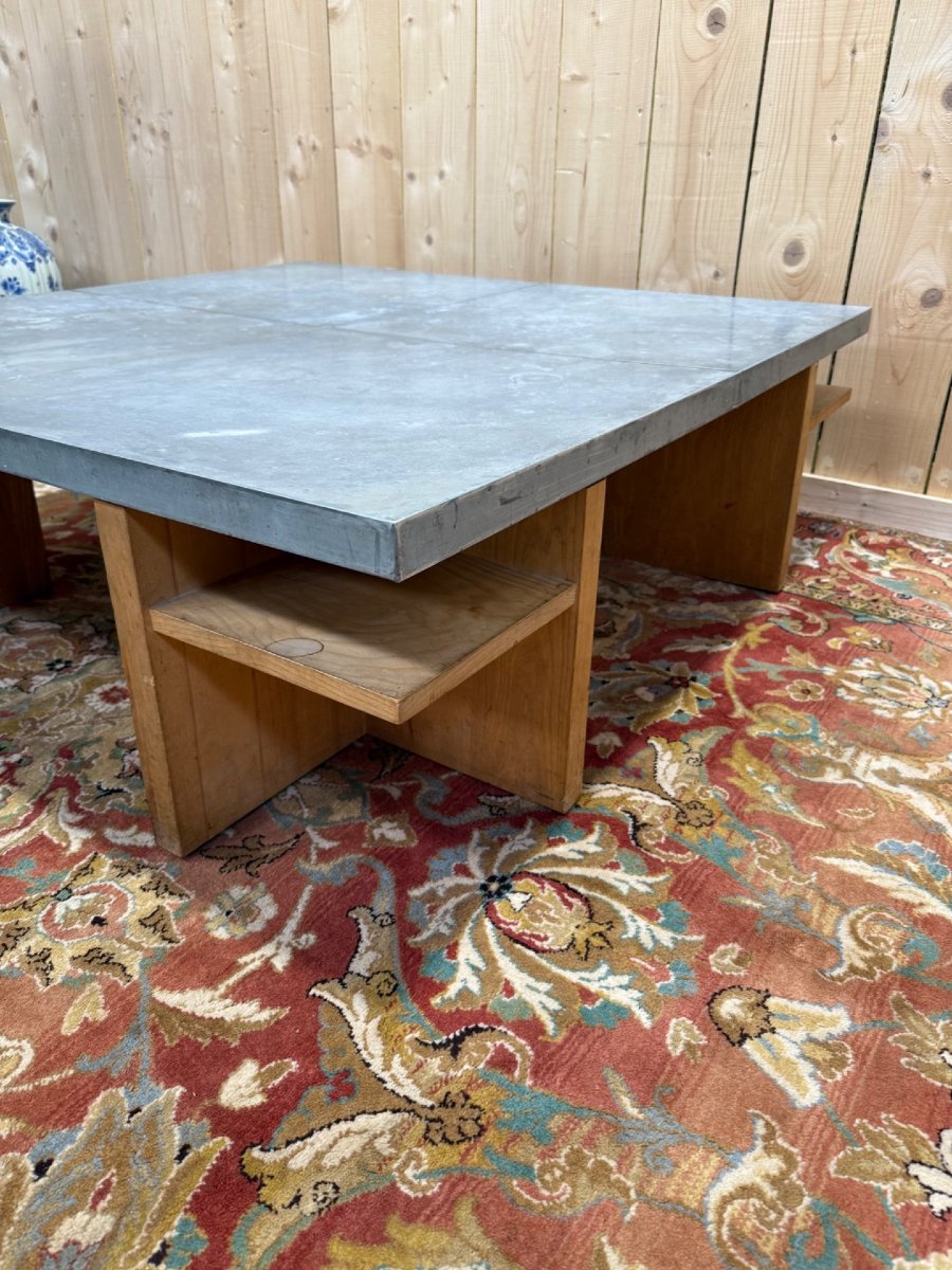 Table basse en frêne et zinc "The Conran Shop Paris"-photo-2